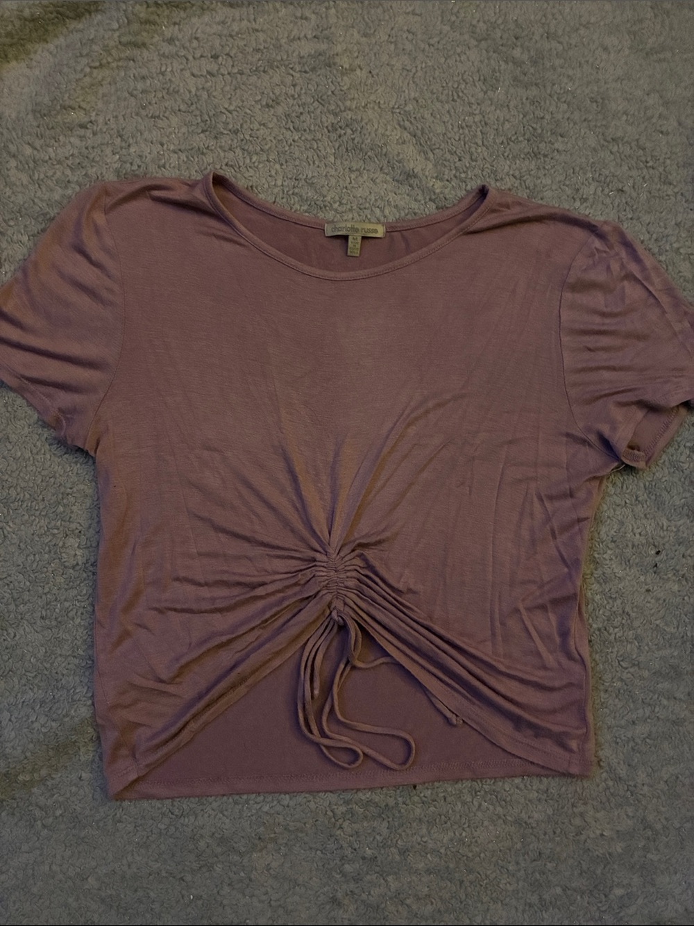 Charlotte Russe Dusty Mauve Cinch-Front Crop Top